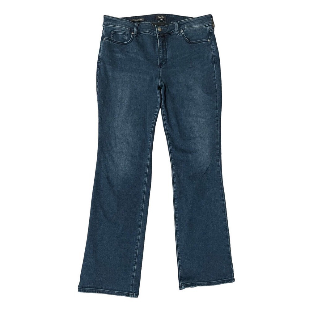 NYDJ Marilyn Straight Leg Jeans Women's Size 16 Stretch Dark Wash Denim